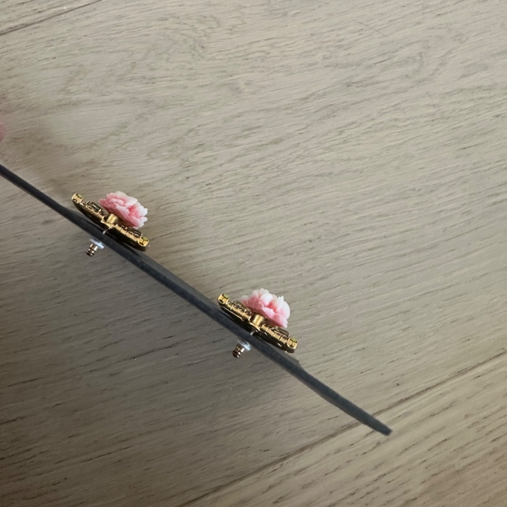Elizabeth Cole Pink Floral and Citrine Bead Fan Earrings - NWOT - Picture 9 of 11